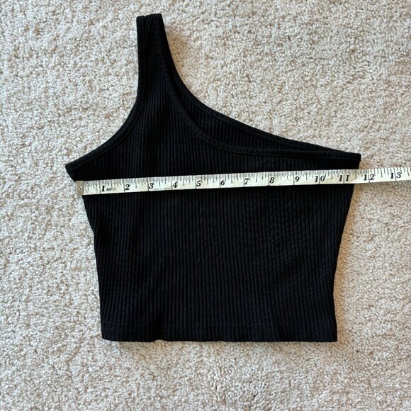Black Off-Shoulder Crop Ribbed Summer Top Tee Shirt - Picture 4 of 8